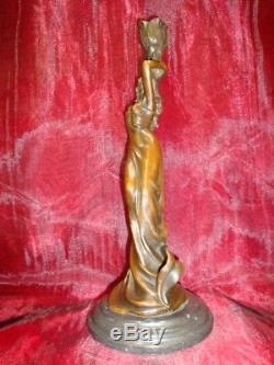 Statue Candlestick Style Art Deco Style Art Nouveau Solid Bronze Sign