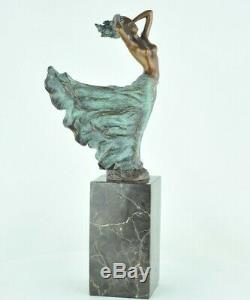 Statue Dancer Naked Art Deco Style Art Nouveau Bronze Massive