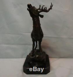 Statue Deer Hunting Style Art Deco Style Art Nouveau Solid Bronze Sign