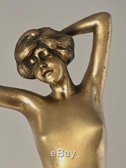 Statue Gilt Bronze Art Deco Signed Paul Philippe Entitled Awakening