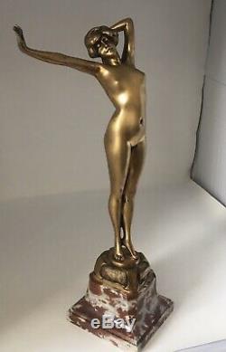 Statue Gilt Bronze Art Deco Signed Paul Philippe Entitled Awakening