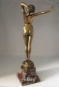 Statue Gilt Bronze Art Deco Signed Paul Philippe Entitled Awakening