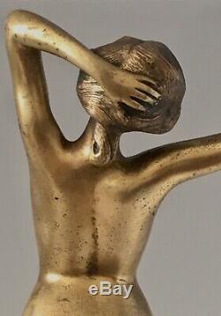 Statue Gilt Bronze Art Deco Signed Paul Philippe Entitled Awakening