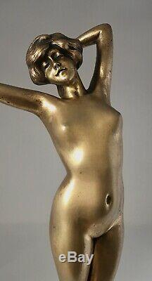 Statue Gilt Bronze Art Deco Signed Paul Philippe Entitled Awakening