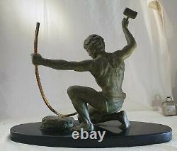 Statue Hervor Cast Iron Of Art Patina Bronze Art Deco Forgeron Sculpture