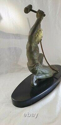 Statue Hervor Cast Iron Of Art Patina Bronze Art Deco Forgeron Sculpture