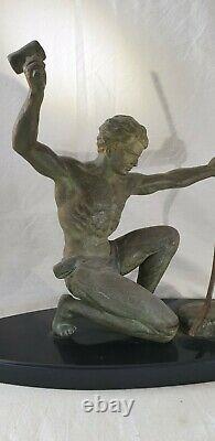 Statue Hervor Cast Iron Of Art Patina Bronze Art Deco Forgeron Sculpture