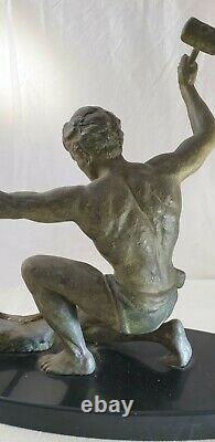 Statue Hervor Cast Iron Of Art Patina Bronze Art Deco Forgeron Sculpture