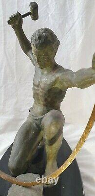 Statue Hervor Cast Iron Of Art Patina Bronze Art Deco Forgeron Sculpture