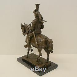 Statue Horse Knight Armor Style Art Deco Style Art Nouveau Solid Bronze Si