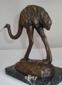 Statue Ostrich Bird Animal Style Art Deco Bronze Massive Sign