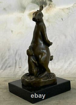 Statue Rabbit Hare Art Deco Style Art New Style Bronze Font Signed Decor