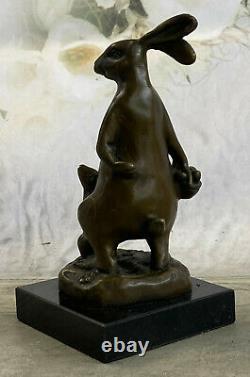 Statue Rabbit Hare Art Deco Style Art New Style Bronze Font Signed Decor