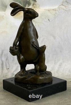 Statue Rabbit Hare Art Deco Style New Bronze Font Signed Decoration