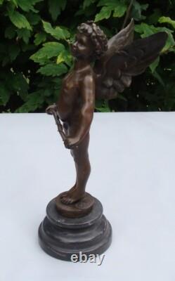 Statue Sculpture Baby Angel Art Deco Art Nouveau Solid Bronze Sign
