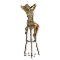Statue Sculpture Bronze Art Deco New Woman Bar Stool DSBJ-9 Modern