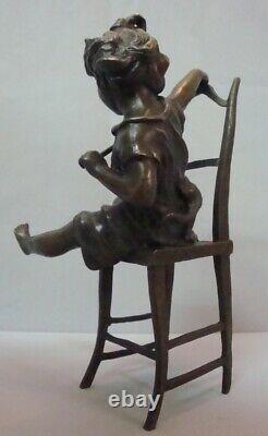 Statue Sculpture Cat Girl Chair Style Art Deco Style Art New Bronze Massi