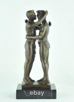 Statue Sculpture Couple Sexy Style Art Deco Style Art Nouveau Bronze Massive Sign