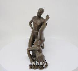 Statue Sculpture Couple Sexy Style Art Deco Style Art Nouveau Bronze Massive Sign