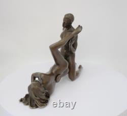 Statue Sculpture Couple Sexy Style Art Deco Style Art Nouveau Bronze Massive Sign