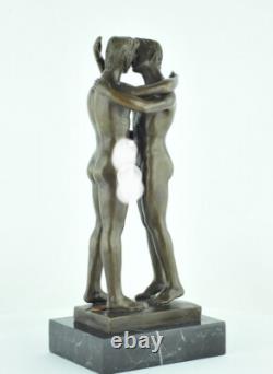 Statue Sculpture Couple Sexy Style Art Deco Style Art Nouveau Bronze Massive Sign