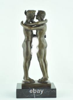 Statue Sculpture Couple Sexy Style Art Deco Style Art Nouveau Bronze Massive Sign