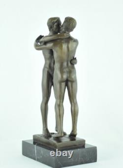 Statue Sculpture Couple Sexy Style Art Deco Style Art Nouveau Bronze Massive Sign