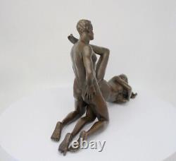 Statue Sculpture Couple Sexy Style Art Deco Style Art Nouveau Bronze Massive Sign