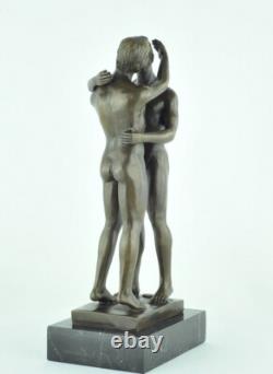 Statue Sculpture Couple Sexy Style Art Deco Style Art Nouveau Bronze Massive Sign