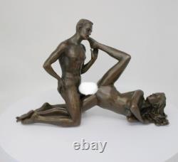 Statue Sculpture Couple Sexy Style Art Deco Style Art Nouveau Bronze Massive Sign