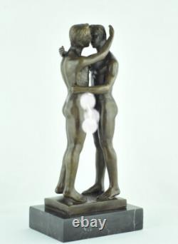Statue Sculpture Couple Sexy Style Art Deco Style Art Nouveau Bronze Massive Sign