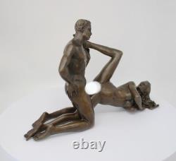 Statue Sculpture Couple Sexy Style Art Deco Style Art Nouveau Solid Bronze Sign