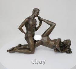 Statue Sculpture Couple Sexy Style Art Deco Style Art Nouveau Solid Bronze Sign