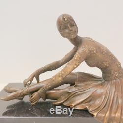 Statue Sculpture Dancer Charleston Art Deco Style Bronze Massive Sign