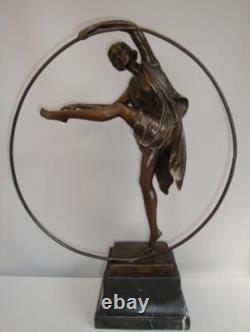 Statue Sculpture Dancer Hoop Sexy Style Art Deco Style Art Nouveau Bronze