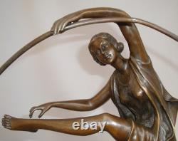 Statue Sculpture Dancer Hoop Sexy Style Art Deco Style Art Nouveau Bronze