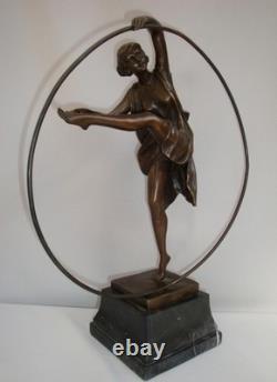 Statue Sculpture Dancer Hoop Sexy Style Art Deco Style Art Nouveau Bronze