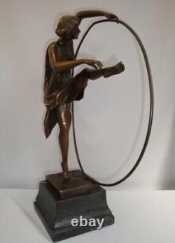 Statue Sculpture Dancer Hoop Sexy Style Art Deco Style Art Nouveau Bronze