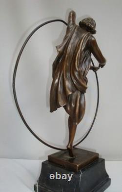 Statue Sculpture Dancer Hoop Sexy Style Art Deco Style Art Nouveau Bronze