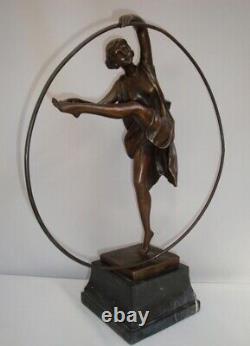 Statue Sculpture Dancer Hoop Sexy Style Art Deco Style Art Nouveau Bronze M