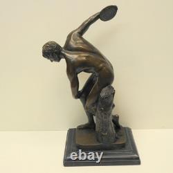 Statue Sculpture Discobolus Nude Style Art Deco Style Art Nouveau Solid Bronze Sig
