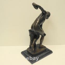 Statue Sculpture Discobolus Nude Style Art Deco Style Art Nouveau Solid Bronze Sig