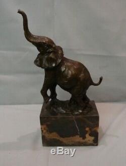 Statue Sculpture Elephant Animal Style Art Deco Solid Bronze Sign