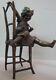 Statue Sculpture Girl Chair Art Deco Art Nouveau Style Massive Bronze