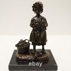 Statue Sculpture Girl Harvesting Grapes in Art Deco Style Art Nouveau