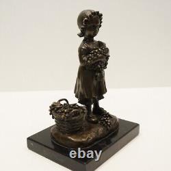 Statue Sculpture Girl Harvesting Grapes in Art Deco Style Art Nouveau