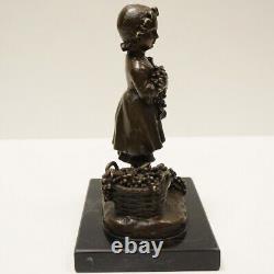 Statue Sculpture Girl Harvesting Grapes in Art Deco Style Art Nouveau