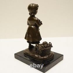 Statue Sculpture Girl Harvesting Grapes in Art Deco Style Art Nouveau