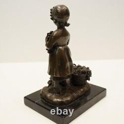 Statue Sculpture Girl Harvesting Grapes in Art Deco Style Art Nouveau