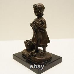 Statue Sculpture Girl Harvesting Grapes in Art Deco Style Art Nouveau